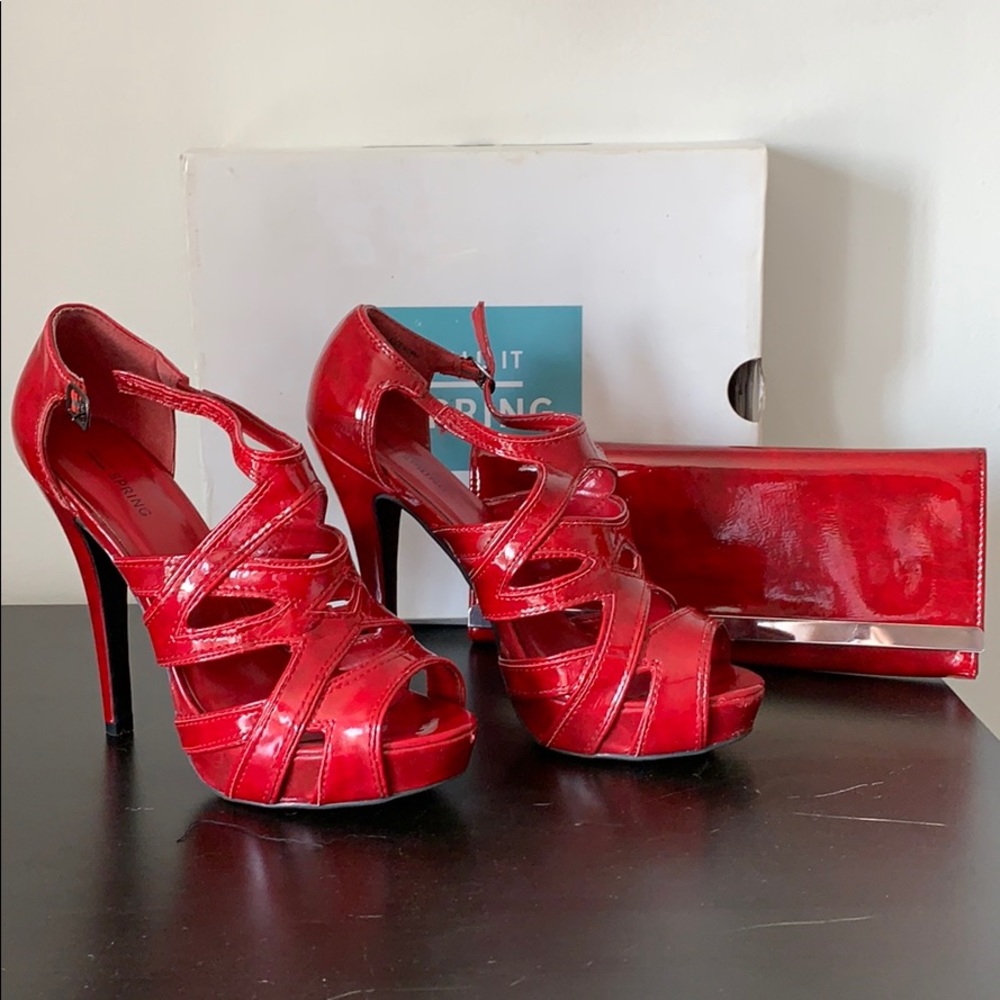 Red Heels with matching clutch